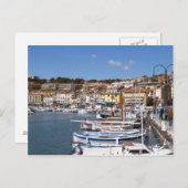 カシス村の港で。魚釣りと ポストカード (正面/裏面)