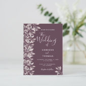 カシス植物性ピンクのスクリプト結婚式招待状 ポストカード (スタンド正面)
