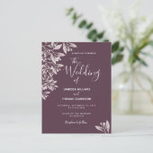カシス植物紫色のスクリプト結婚式招待状 ポストカード (スタンド正面)