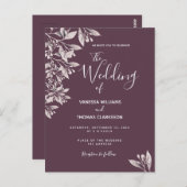 カシス植物紫色のスクリプト結婚式招待状 ポストカード (正面/裏面)