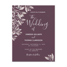 カシス植物紫色のスクリプト結婚式招待状