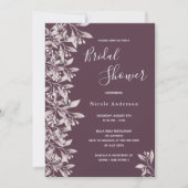 カシス植物紫色ブライダルシャワー 招待状 (正面)