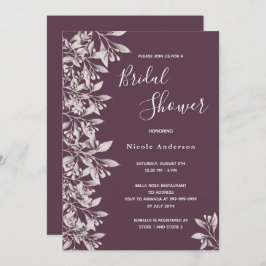 カシス植物紫色ブライダルシャワー 招待状