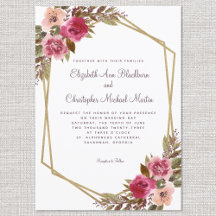 カシス紫結婚の金ゴールドフレーム水カラーフローラ