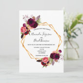 カシス・ブルゴーニュ花模様金ゴールド結婚幾何学模様 招待状 (スタンド正面)