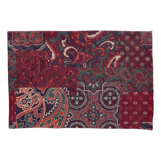 カシミアペイズリーシルク:抽象芸術ヴィンテージパッチワーク 枕カバー (正面)