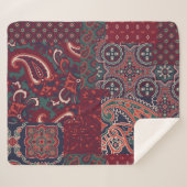 カシミヤペイズリー絹布パッチワーク抽象芸術vi シェルパブランケット (正面(横))