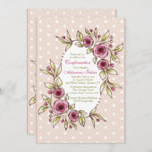 カシミヤ織および花の招待状 招待状 (正面/裏面)
