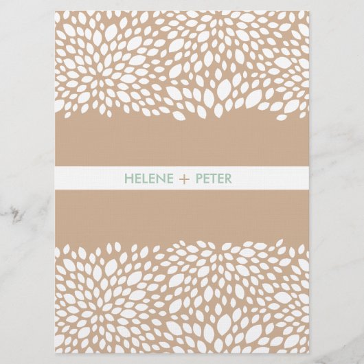 カシミヤ織の開花のカスタマイズ可能な結婚式プログラム プログラム (正面)