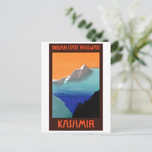 カシミールのインドのヴィンテージ旅行のポスターを復元 ポストカード (スタンド正面)