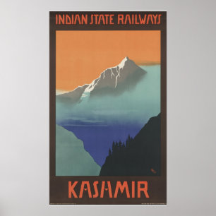 カシミールのインドの州の鉄道 ポスター
