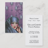 カシミールのカルマ、青および藤色のエキゾチックな女性 名刺 (正面/裏面)