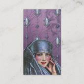 カシミールのカルマ、青および藤色のエキゾチックな女性 名刺 (正面)