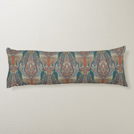 カシミールの手塗りのペイズリーの種族のBohoの上品のティール(緑がかった色) ボディピロー (裏面)