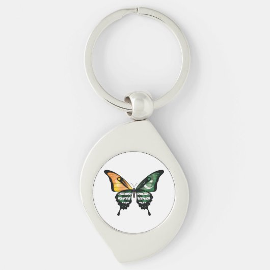 カシミールアゲハチョウバタフライフラッグステッカー キーホルダー (正面)