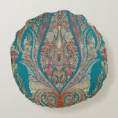 カシミールパターン種族のBohoのボヘミアのペイズリーの芸術 ラウンドクッション (裏面)