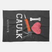 カシメ建築労働者が大好パーソナライズされた キッチンタオル (横)