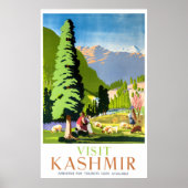 カシュミール・インディア・ヴィンテージ旅行ポスターを訪れる ポスター (正面)