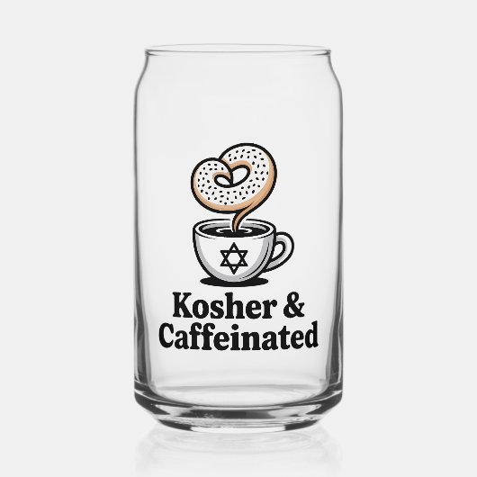 カシュルート対応かつカフェイン入り ユダヤ人 コーヒー ハヌカ ガラス缶 (正面)