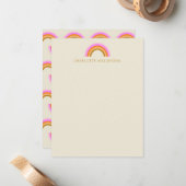 カシンプルワイトレトロレインボー文パーソナライズされた具 ノートカード (正面/裏面インサイチュ)