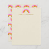 カシンプルワイトレトロレインボー文パーソナライズされた具 ノートカード (正面/裏面)