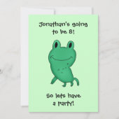 カシーのカエルの誕生日パーティーの少年または女の子 招待状 (正面)