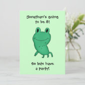 カシーのカエルの誕生日パーティーの少年または女の子 招待状 (スタンド正面)