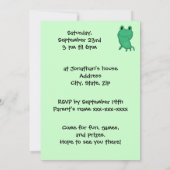 カシーのカエルの誕生日パーティーの少年または女の子 招待状 (裏面)