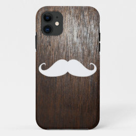 カシ木背景のおもしろいで白い髭 iPhone 11 ケース