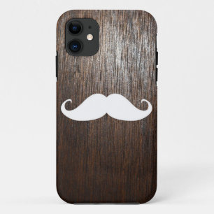 カシ木背景のおもしろいで白い髭 iPhone 11 ケース