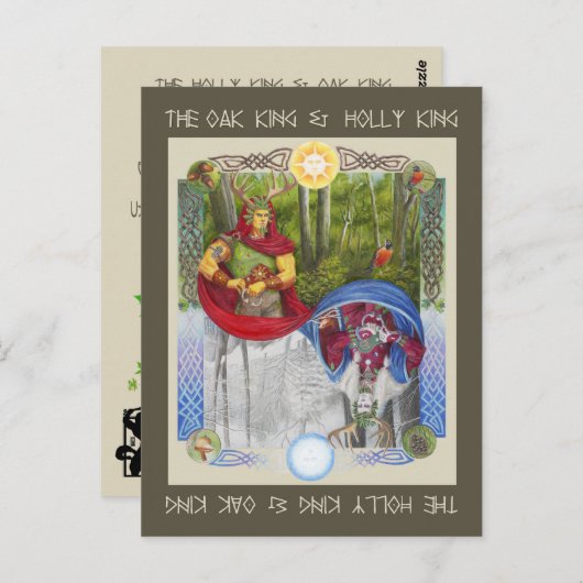 カシ王およびヒイラギ王の二重ポートレート ポストカード (正面/裏面)