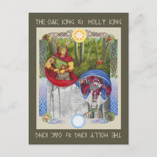 カシ王およびヒイラギ王の二重ポートレート ポストカード (正面)