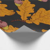 カシ葉の乾いたどんぐり。手描きのシームレスなパット ラッピングペーパー (角)