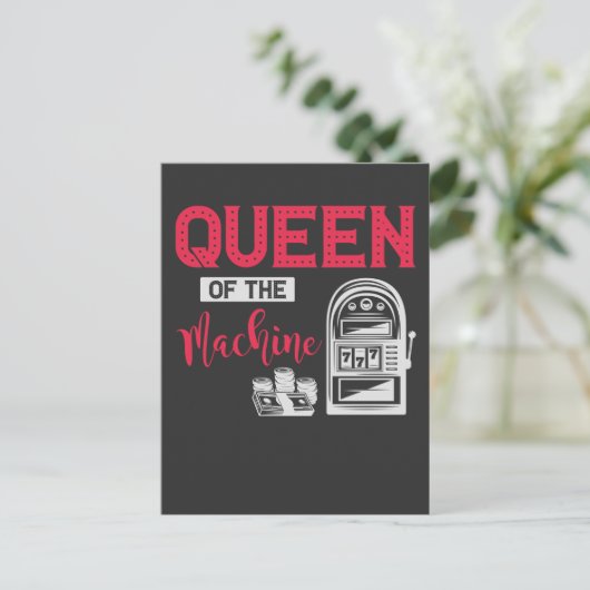 カジノおもしろい賭博クイーンスロットマシン引用文 ポストカード (スタンド正面)