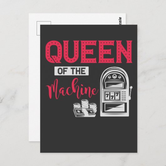 カジノおもしろい賭博クイーンスロットマシン引用文 ポストカード (正面/裏面)