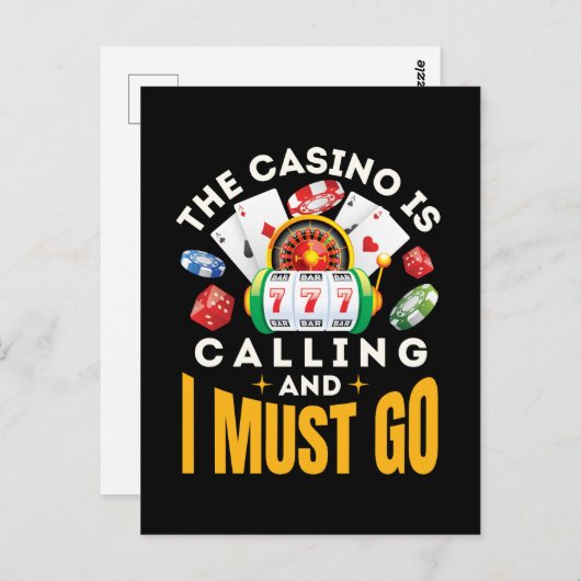 カジノが呼び出し中でギャンブラーに行かねばならない ポストカード (正面/裏面)