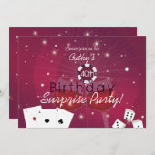カジノのスタイルの驚きの誕生日の招待 招待状 (正面/裏面)