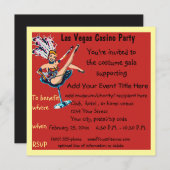 カジノのテーマのお祭りの募金活動 招待状 (正面/裏面)