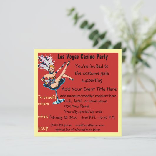 カジノのテーマのお祭りの募金活動 招待状 (スタンド正面)