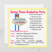 カジノのテーマのベガスのスタイルの卒業パーティー 招待状 (正面/裏面)