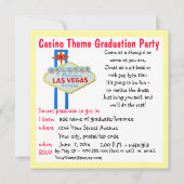 カジノのテーマのベガスのスタイルの卒業パーティー 招待状 (正面)
