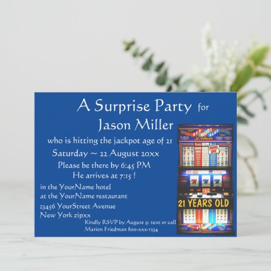 カジノのテーマの大人の誕生会 招待状 (スタンド正面)