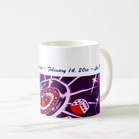 カジノのテーマの紫色の情熱の記念品 コーヒーマグカップ (正面右)