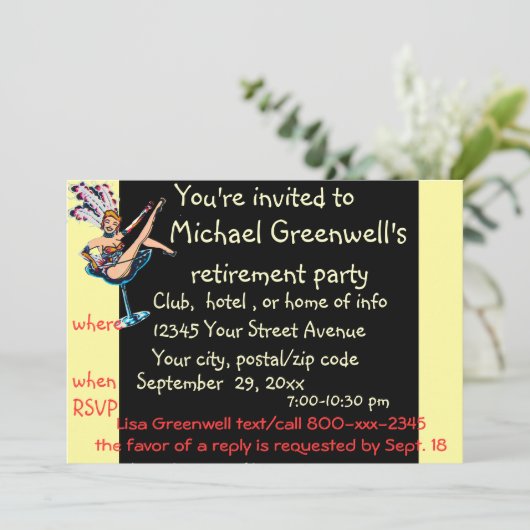 カジノのテーマの退職パーティー 招待状 (スタンド正面)