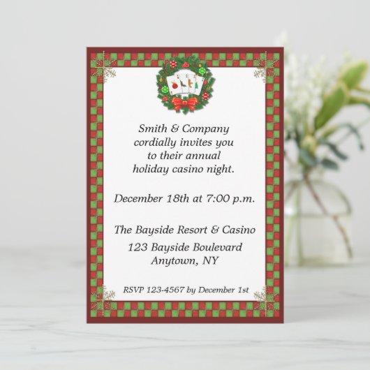 カジノのトランプのポーカーのリースの休日の招待状 招待状 (スタンド正面)