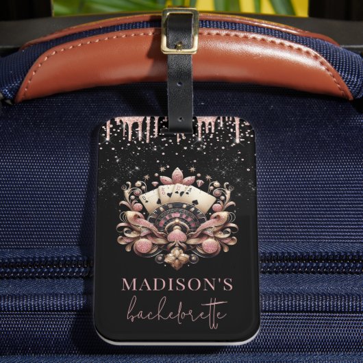 カジノのバチェロレッテ豪華ブラックピンクゴールド ラゲッジタグ (正面インサイチュ2)