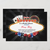 カジノのブライダルシャワー夜ラスベガスのパーティーの招待 招待状 (正面/裏面)