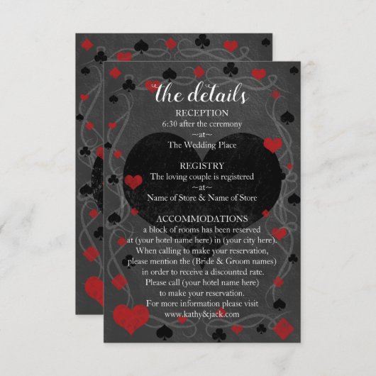 カジノのラスベガスの結婚式の詳細 エンクロージャーカード (正面/裏面)