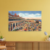 カジノの前面にあるビーチの群衆 キャンバスプリント (インサイチュ (リビング))