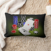 カジノの破片および遊ぶカード ランバークッション (ブランケット)